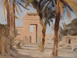 Entrance to the temple in Karnak. From the journey to Egypt by Jan Ciaglinski Oil Painting