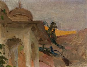 Jaipur - nude with a peacock. From the journey to India by Jan Ciaglinski Oil Painting