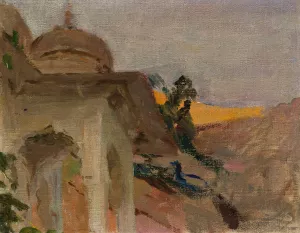 Jaipur - nude with a peacock. From the journey to India by Jan Ciaglinski Oil Painting
