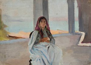Jewess from Tiberias. From the journey to Palestine by Jan Ciaglinski Oil Painting