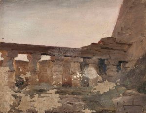 Karnak -Temple of Amun. From the journey to Egypt by Jan Ciaglinski Oil Painting
