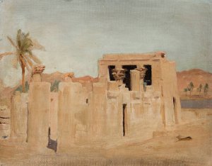 Luxor - bank of the Nile. From the journey to Egypt by Jan Ciaglinski Oil Painting