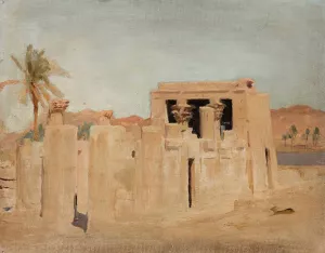 Luxor - bank of the Nile. From the journey to Egypt by Jan Ciaglinski Oil Painting