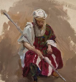 Maryino - Portrait in African costume by Jan Ciaglinski Oil Painting