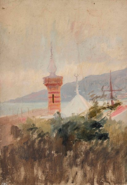 Mosque in Alupka. From the journey to Crimea  by Jan Ciaglinski - Hand-Painted Oil Painting Reproduction
