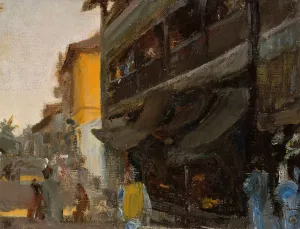Mumbai - street. From the journey to India by Jan Ciaglinski Oil Painting