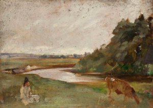 Ogonowice in the region of Radom by Jan Ciaglinski Oil Painting