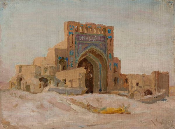 Old Persian mosque. From the journey to Turkestan  by Jan Ciaglinski - Hand-Painted Oil Painting Reproduction