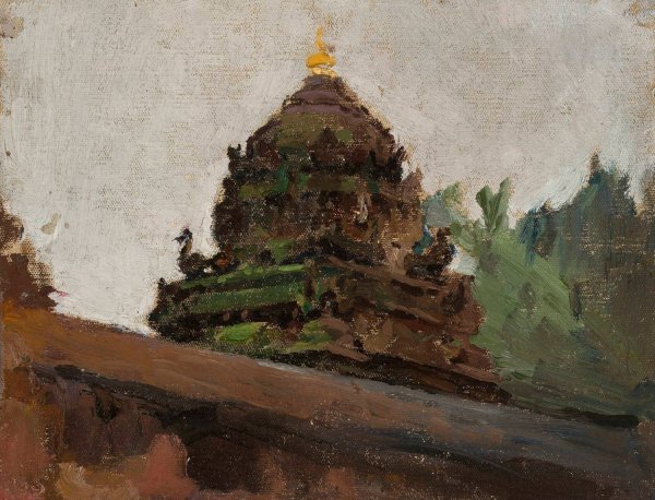 Main Product Photo of Old temple in Madras. From the journey to India  Painting by Jan Ciaglinski
