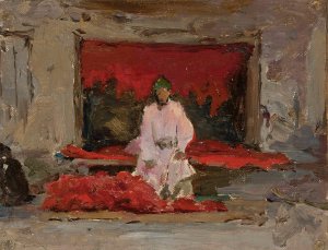 Pepper seller. From the journey to Turkestan by Jan Ciaglinski Oil Painting