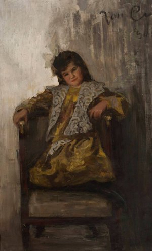Portrait of a girl, daughter of Mrs. Sachar by Jan Ciaglinski Oil Painting
