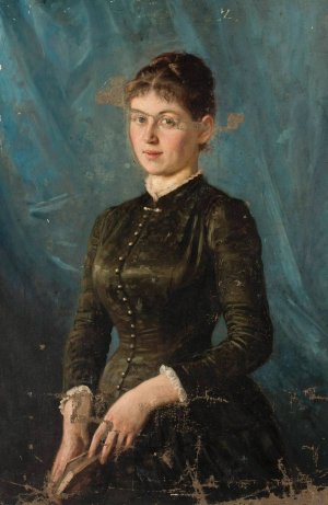 Portrait of a young lady by Jan Ciaglinski Oil Painting