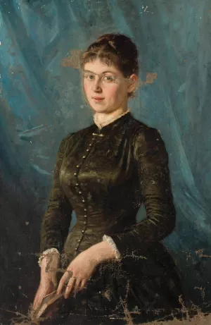 Portrait of a young lady by Jan Ciaglinski Oil Painting