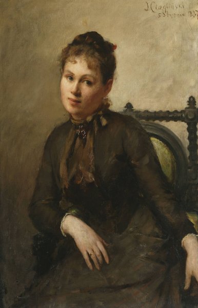 Portrait of Helena Piltz nee Rymowicz  by Jan Ciaglinski - Hand-Painted Oil Painting Reproduction