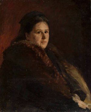 Portrait of Mrs. Karlinska by Jan Ciaglinski Oil Painting