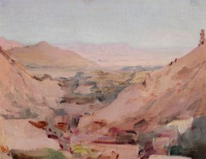 Remote Indian landscape. From the journey to India by Jan Ciaglinski Oil Painting
