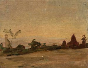 Remote moonlit landscape in India. From the journey to India by Jan Ciaglinski Oil Painting