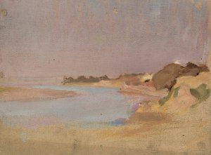 River landscape. From the journey to India by Jan Ciaglinski Oil Painting