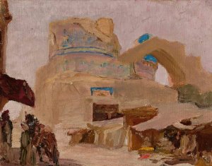 Samarkand - Bibi-Khanym, tomb of Tamerlane's wife. From the journey to Turkestan by Jan Ciaglinski Oil Painting