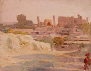 Samarkand - overall view. From the journey to Turkestan by Jan Ciaglinski Oil Painting