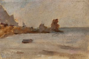 Seaside in Gurzuf. From the journey to Crimea by Jan Ciaglinski Oil Painting