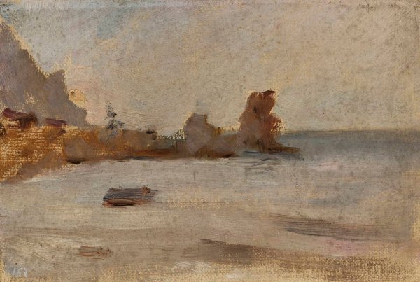 Seaside in Gurzuf. From the journey to Crimea  by Jan Ciaglinski - Hand-Painted Oil Painting Reproduction