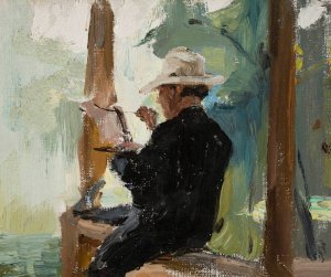 Singer Yershov while painting by Jan Ciaglinski Oil Painting