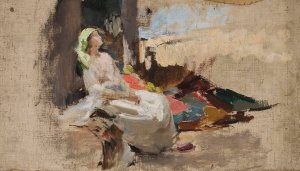 Sketch for the painting 'Potocka in Bakhchisaray' by Jan Ciaglinski Oil Painting