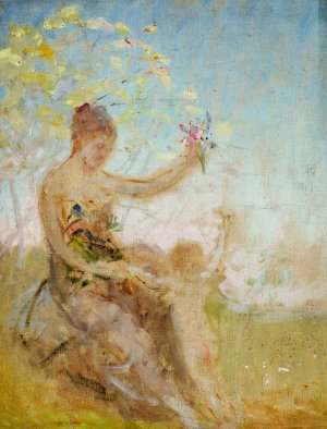 Sketch for the panel 'Springtime' for the Bakhchi-Dere villa in Yalta by Jan Ciaglinski Oil Painting