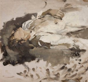 Sketch of a woman in white clothes by Jan Ciaglinski Oil Painting