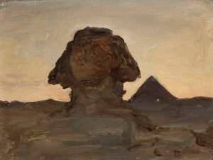 Sphinx by the moonlight. From the journey to Egypt by Jan Ciaglinski Oil Painting
