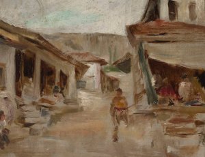 Street - Bakhchisaray. From the journey to Crimea by Jan Ciaglinski Oil Painting