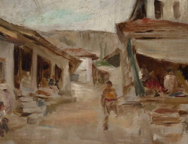 Street - Bakhchisaray. From the journey to Crimea  by Jan Ciaglinski - Hand-Painted Oil Painting Reproduction