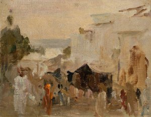 Street in Udaipur. From the journey to India by Jan Ciaglinski Oil Painting