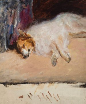 Study of a sleeping dog for the 'Portrait of Prince Golitsyn' by Jan Ciaglinski Oil Painting