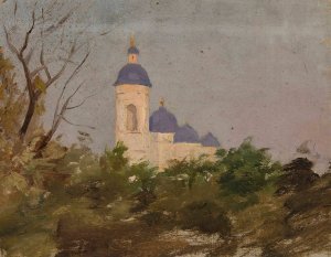Study of an Orthodox church by Jan Ciaglinski Oil Painting