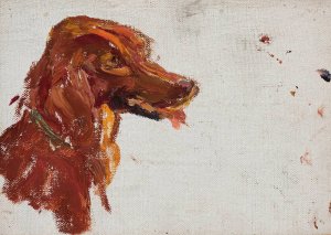 Study of the head of the dog of Prince Golitsyn. Maryino. by Jan Ciaglinski Oil Painting