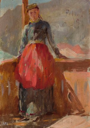 Tartar woman 'Fathne'. From the Journey to Crimea by Jan Ciaglinski Oil Painting