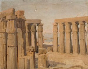 Temple in Luxor. From the journey to Egypt by Jan Ciaglinski Oil Painting