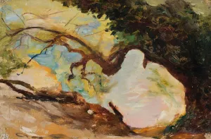 Trees in Alupka. From the journey to Crimea Oil painting by Jan Ciaglinski