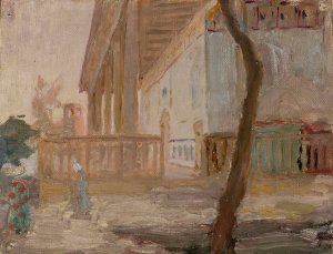 Turkestan - mosque fence. From the journey to Turkestan by Jan Ciaglinski Oil Painting