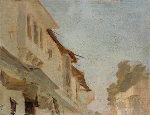 Udaipur - houses. From the journey to India by Jan Ciaglinski Oil Painting