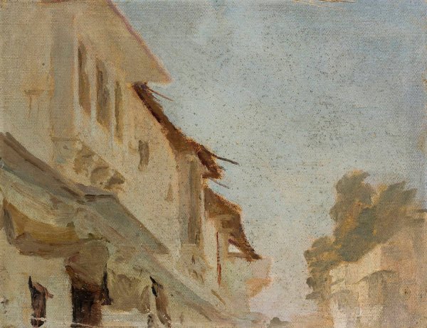 Udaipur - houses. From the journey to India  by Jan Ciaglinski - Hand-Painted Oil Painting Reproduction