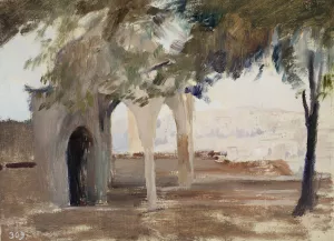 View of Pera from Istanbul. From the journey to Constantinople Oil painting by Jan Ciaglinski