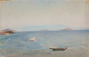 View of the mountainous seaside. From the journey to Constantinople by Jan Ciaglinski Oil Painting