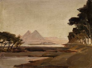View of the pyramids. From the journey to Egypt by Jan Ciaglinski Oil Painting