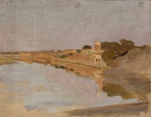 Water landscape. From the journey to India by Jan Ciaglinski Oil Painting