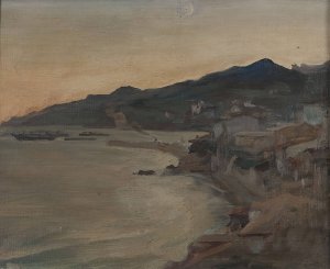 Yalta - evening. From the journey to Crimea by Jan Ciaglinski Oil Painting