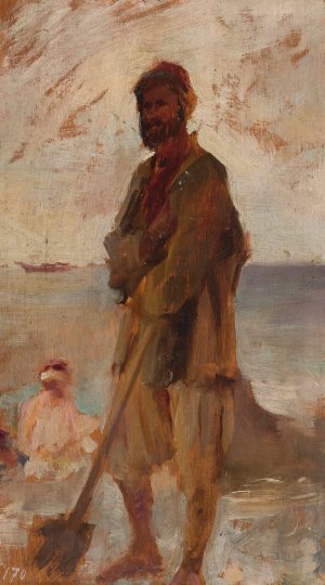 Young Tartar in Gurzuf. From the journey to Crimea by Jan Ciaglinski Oil Painting