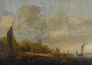 River Landscape by Jan Coelenbier Oil Painting